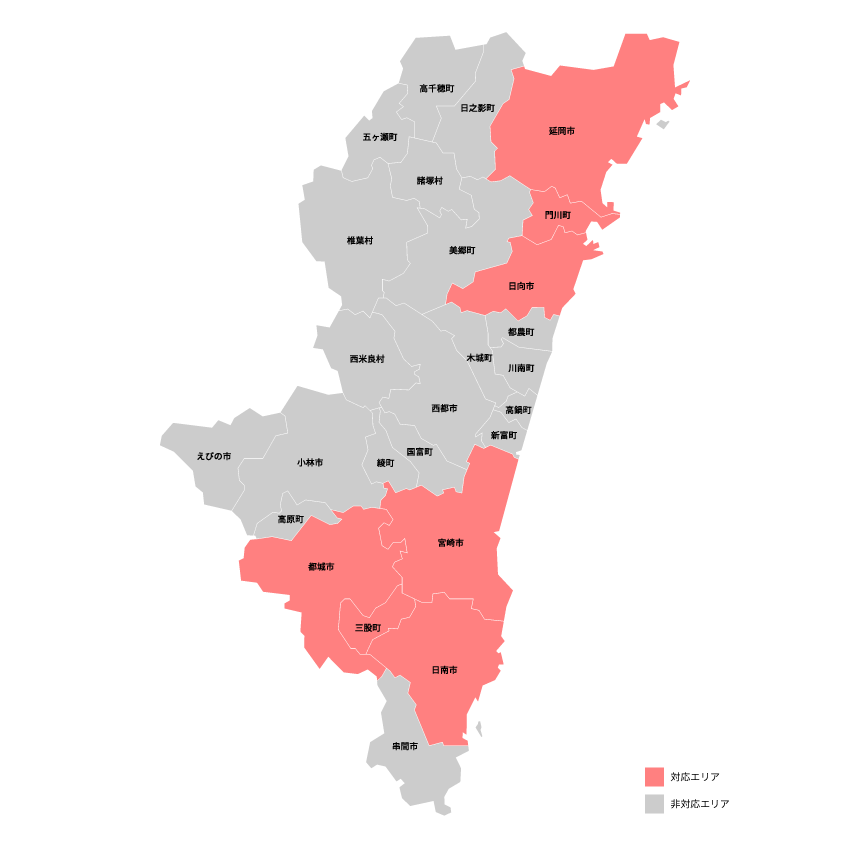宮崎県のBBIQの提供エリア
